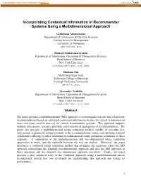 Incorporating Contextual Information in Recommender Systems Using a Multidimensional Approach