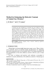 Method for Estimating the Dielectric Constant of Natural Gas Mixtures1
