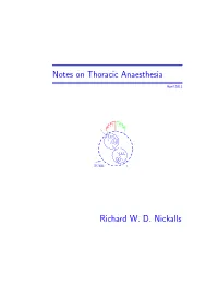 Notes on Thoracic Anaesthesia