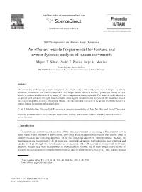 An Efficient Muscle Fatigue Model for Forward and Inverse Dynamic Analysis of Human Movements