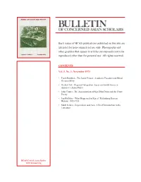 Back Issues of BCAS Publications Published on This Site Are Intended for Non-Commercial Use Only
