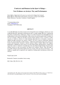 Contracts and Bonuses in the Sport of Kings – New Evidence on Jockeys’ Pay and Performance