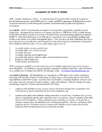 Glossary of Hope Vi Terms