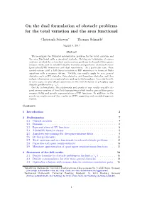 On the Dual Formulation of Obstacle Problems for the Total Variation and the Area Functional