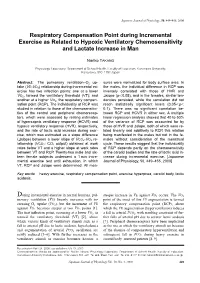 Respiratory Compensation Point During Incremental Exercise As Related to Hypoxic Ventilatory Chemosensitivity and Lactate Increase in Man