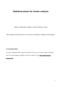 Statistical Power for Cluster Analysis