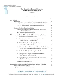 The Essentials of Doctoral Education for Advanced Nursing Practice October 2006