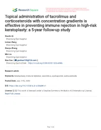 Topical Administration of Tacrolimus and Corticosteroids With