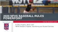 2020 NFHS Baseball Rules PPT AD
