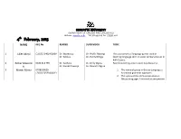 4Th Febraury, 2015 NAME REG No READER SUPERVISOR TOPIC