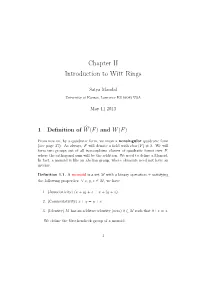 Chapter II Introduction to Witt Rings