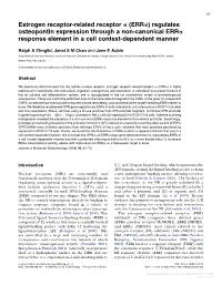 Erra) Regulates Osteopontin Expression Through a Non-Canonical Erra Response Element in a Cell Context-Dependent Manner