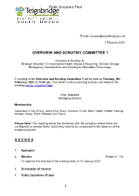 (Public Pack)Agenda Document for Overview and Scrutiny Committee 1