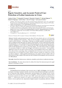 Rapid, Sensitive, and Accurate Point-Of-Care Detection of Lethal Amatoxins in Urine