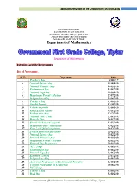 Department of Mathematics