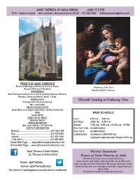 Eleventh Sunday in Ordinary Time Principal of St