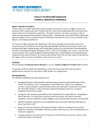 Facility Operations Manager Tunnels, Bridges & Terminals