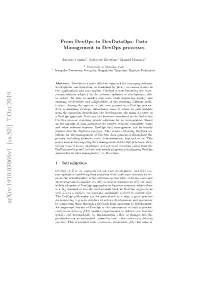 From Devops to Devdataops: Data Management in Devops Processes