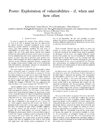 Poster: Exploitation of Vulnerabilities - If, When and How Often