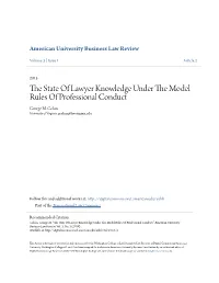 The State of Lawyer Knowledge Under the Model Rules of Professional Conduct