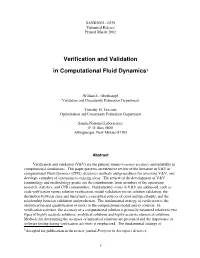 Verification and Validation in Computational Fluid Dynamics1