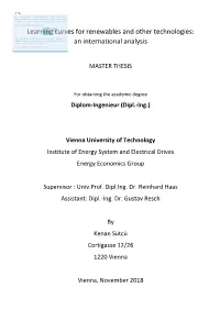 Learning Curves for Renewables and Other Technologies