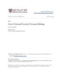 Soviet National Security Decision Making Kurt M
