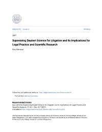 Supersizing Daubert Science for Litigation and Its Implications for Legal Practice and Scientific Research