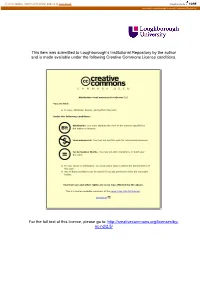 This Item Was Submitted to Loughborough's Institutional Repository by the Author and Is Made Available Under the Following