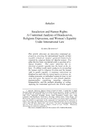 Articles Secularism and Human Rights: a Contextual Analysis Of