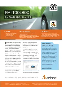 FMI TOOLBOX for MATLAB®/Simulink