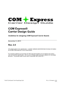 PICMG COM Express Carrier Design Guide
