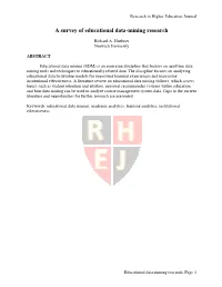 A Survey of Educational Data-Mining Research
