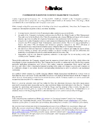 Comprehensive Response to Recent Share Price Volatility