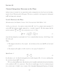 Lecture 33 Classical Integration Theorems in the Plane