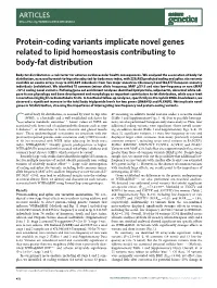 Protein-Coding Variants Implicate Novel Genes Related to Lipid Homeostasis Contributing to Body-Fat Distribution