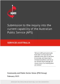 Submission to the Inquiry Into the Current Capability of the Australian Public Service (APS)