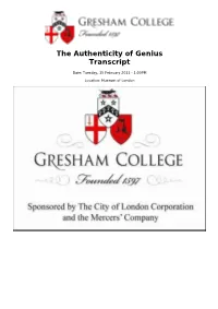 The Authenticity of Genius Transcript