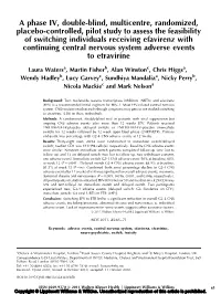 A Phase IV, Double-Blind, Multicentre, Randomized, Placebo-Controlled