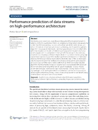 Performance Prediction of Data Streams on High-Performance