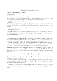 Summary of February 17 Class GROUP REPRESENTATIONS G A