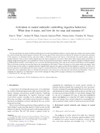 Activation in Neural Networks Controlling Ingestive Behaviors: What Does It Mean, and How Do We Map and Measure It? ⁎ Alan G
