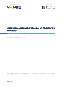 Jharkhand Sustainable Mica Policy Framework and Vision