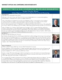 Midwest Virtual Rail Conference 2020 Speaker Bio’S