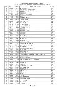 2020-21 Slno CET No APP No CANDIDATE NAME