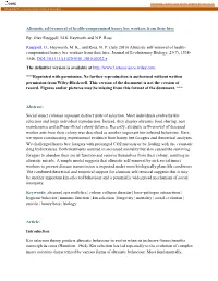 Altruistic Self-Removal of Health-Compromised Honey Bee Workers from Their Hive