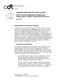 CDT Submission OHCHR Consultation on Privacy