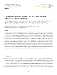 Cloud Feedbacks from Canesm2 to Canesm5.0 and Their Influence On