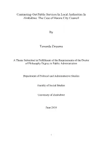 Contracting-Out Public Services in Local Authorities in Zimbabwe: The