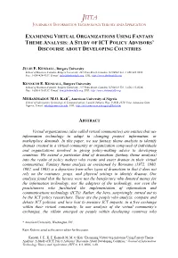 Examining Virtual Organizations Using Fantasy Theme Analysis: a Study of Ict Policy Advisors’ Discourse About Developing Countries